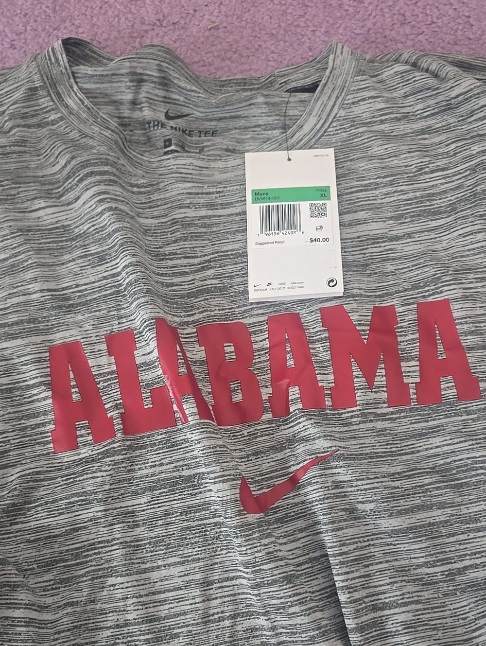 Nike Gray Heather Tee with Crimson Alabama Print